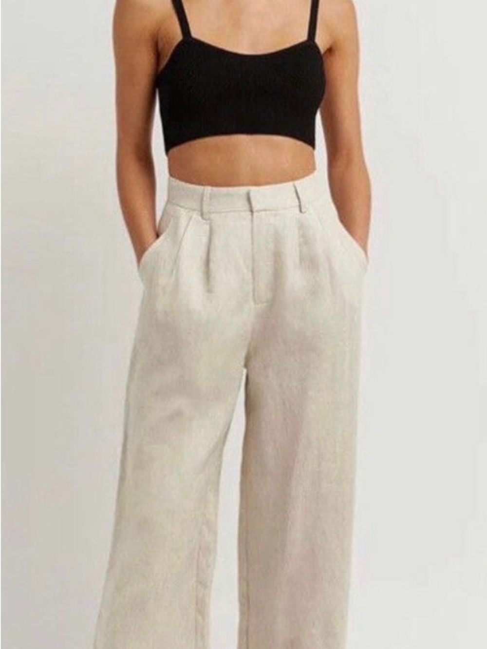 DISSH Beige Wide-Leg Linen Trouser